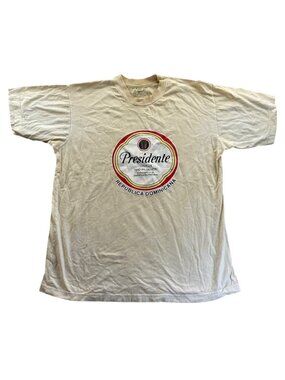 Valero Sport Mens T-Shirt Large White Presidente Beer Dominican Republic Tee